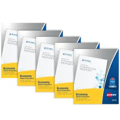 Avery Economy Weight Sheet Protectors, Acid Free, 8-1/2" x 11", 100-Count, Clear, 5 Pack (75202)