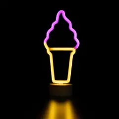 Northlight LED Ice Cream Cone Neon Table Light - 12" Pink
