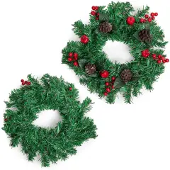 Christmas Wreath for Front Door, Indoor Outdoor Holiday Decorations (12 in) Green