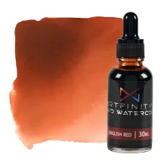 Artfinity Liquid Watercolor Paint 30 ml Bottle, English Red - Vibrant Dye-Based Liquid Watercolor w/ Glass Pipette, Fast-Drying, Fine Art Paint for Calligraphy, Airbrushing & Traditional Art
