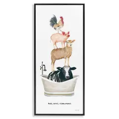 Stupell Industries Wash Scrub Rinse Animals Framed Giclee Art Black Frame