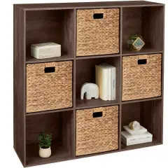 Best Choice Products 9-Cube Bookshelf, 13.5in Display Storage System, Organizer w/ Removable Back Panels Walnut