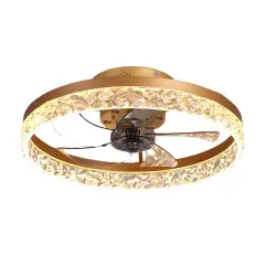 Kitcheniva 20" Ceiling Fans With Lights LED Enclose Gold