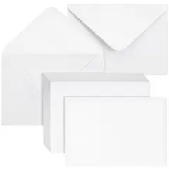 100 Pack Blank Invitation Cards with Envelopes, Cardstock Paper for Weddings, Birthday Party, Baby Shower, DIY (5x7 In) White