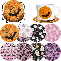 8 Pcs Halloween Diamond Art Painting Coasters Kit