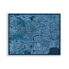 Stupell Industries Blue Detailed London Map Wall Plaque Design by Phillipa Katz