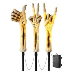 Spooky Skeleton Hands LED Path Markers &ndash; 65&Prime; Long Set of 3