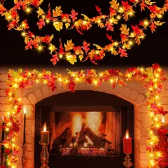 Fall Garland with Lights 9Ft Plug in Lighted