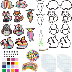 Tissue Paper Suncatcher Craft Fall Animals Suncatchers