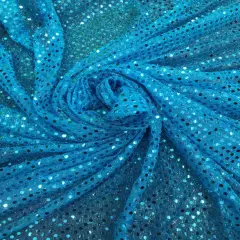 1 Yard Turquoise Confetti Sparkle Mesh Fabric Polyester Mini Sequin Tulle 42&Prime; Wide