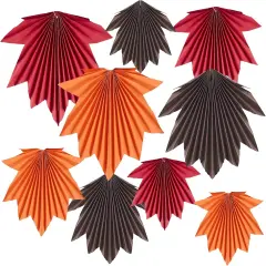 Set of 9 - Fall Party Decorations Maple Leaves Paper Fans
