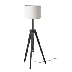 Adjustable Floor Lamp with Textile Shade Brown ash/white