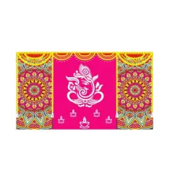 Lord Ganesh Backdrop 5x8 Feet Indian Traditional Cloth Backdrop Pooja Backdrop Indian Wall Art Photo Decor Banner Diwali Decor Wedding Backdrop Decorative Cloth Housewarming Gift