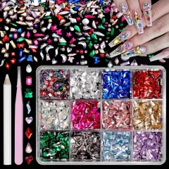440 Pcs Multi Shapes Flatback Rhinestones - Colored Gems