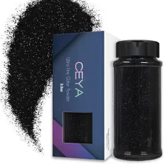 3.8oz/ 110g Ultra Fine Glitter Powder Black Glitter 1/128&rdquo; 0.008&rdquo; 0.2mm