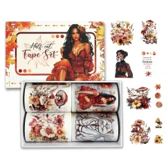 Girl Flower Pet Stickers - Washi Tape Set