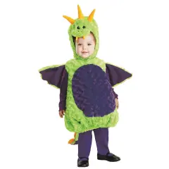 Toddler Plush Dragon Costume with Hooded Character and Swirl Fur
