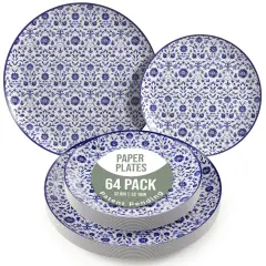 Earthtrends Heavy Duty Paper Plates for parties &ndash; Includes 8-Inch Paper Dessert Plates and 10-Inch Paper Dinner Plates &ndash; Disposable Floral Paper Plates for Parties, Weddings, Events, BBQs, Birthdays, Catering, Holidays &ndash; Elegant Tableware Set Florentine