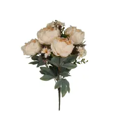 23" Artificial Beige Peony Bush &ndash; 10 Bloom Silk Flower Stems-85323-BEIGE