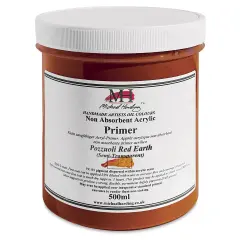 Michael Harding Non-Absorbent Acrylic Primer - Pozzuoli Red Earth (Semi-Transparent), 500 ml, Jar