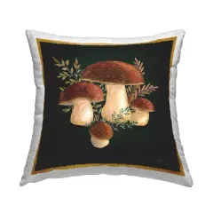 Stupell Industries Mushrooms With Botanical Sprigs Outdoor Pillow, 18 x 7 x 18