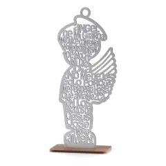 12pcs Wood Religious Centerpiece Cross Angel Boy w/ Stand Silver