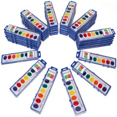 Watercolors Paint Pack, 36 Sets with Wood Brushes, 8 Washable Colors Each