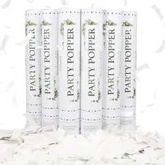 6 Pack White Confetti Poppers,12Inch Confetti Poppers Party Shooter Air Powered,Launches 20-25ft,Party Poppers For Birthday,Indoor Party,Celebrations,Photo Shoots and New Years