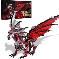 3D Metal Model Kits-Black Dragon King, DIY 3D Puzzles for Kids Brain Teaser Puzzles Toys for Teens