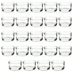 24 Pack Glass Tealight Candle Holders 1x2, for Weddings, Table Centerpieces, Parties, Home Decor Clear
