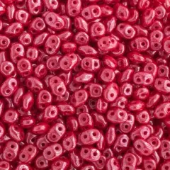Matubo 2-Hole Czech Glass Opaque Luster Superduo Beads, 100g Coral White