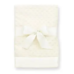 Bearington Baby Creamy White Dottie Snuggle Blanket, 28.5" x 28.5", For Ages 0-3