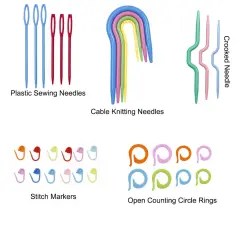 91 Pieces Complete Knitting and Crochet Accessories,Knitting Supplies Kit with Knitting Stitch Markers Plastic Sewing Needles Cable Needles for Knitting Sewing Kit