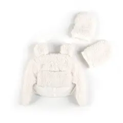 Tadpoles Super Soft Plush Sherpa Hat & Mittens Set, Ivory
