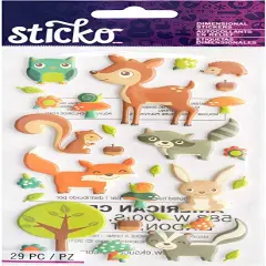 Sticko Woodland Animals Dimensional Puffy Stickers