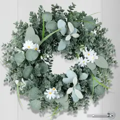Front Door Wreaths, 20 Inch Spring Eucalyptus Greenery Wreath