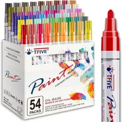 Paint Markers Pens - 54 Colors Medium Tip Markers, Permanent, Waterproof & Quick Dry, Paint Pen for Metal, Wood, Fabric, Plastic, Rock Painting, Mugs, Canvas, Glass, Art Craft