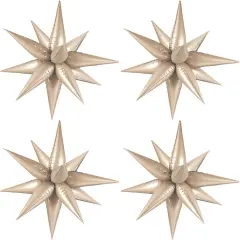 60 PCS Caramel Star Balloons, 12 Point Spike Explosion Star Foil Balloons for Birthday, Baby Shower, Bridal Shower, Wedding, Festivals Decorations (Caramel)