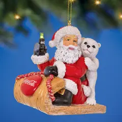Collections Etc Coca-Cola Santa Sleigh Charming Christmas Ornament