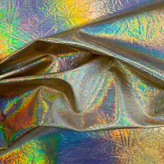 1 Yard Chrome Reflective Vinyl Fabric For Handbags Upholstery Wallets Crafts 54 Inch Width Gold Iridescent