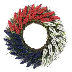 22" Patriotic Red, White & Blue Wreath &ndash; Americana Floral Door Decor for 4th of July