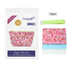 Crosscut Sewing Co.&reg; Zipper Pouch Sewing Project Kit for Beginners with Fabric, Instructions and Video Coffee