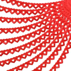 Tlswshsy 10Pcs Valentines Day Heart Garland Banner, 100Ft Pre-Strung Red Heart Paper Garland, Heart Shape Hanging Paper Decoration for Valentines Engagement Wedding Party Anniversary Birthday Supply