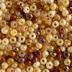 John Bead 6/0 Mixed Czech Glass Seed Beads, 100g Vicuna Flash Mix