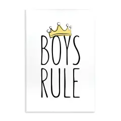 Stupell Industries Boys Rule with Crown Wall Plaque Art Design by Martina Pavlova