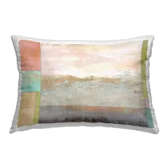 Landscape with Geometric Border Design by Suzanne Nicoll Outdoor Printed Pillow 