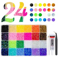 24000Pcs 24 Color 3mm Flatback Jelly Rhinestones with Glue