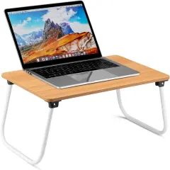 Folding Lap Desk Laptop Stand Bed Desk Table Tray, Breakfast Serving Tray, Portable & Lightweight Mini Table for Sofa Couch Floor - Wood