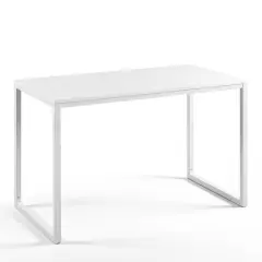 Modern Wood Top Desk with Heavy Duty Steel Frame Perfect for Home Office and Study Use White