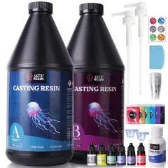 LET'S RESIN 1 Gallon Casting Epoxy Resin with Pumps, Crystal Clear Epoxy Resin Kit for Beginners, with Ocean White Paste, Color Pigment, for DIY Art, Craft,Jewelry,River Table